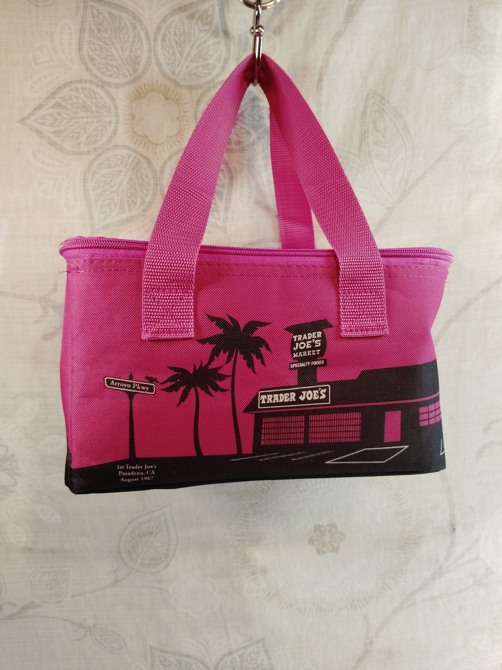 Trader Joe's Pink & Black Insulated Lunch Tote Bag